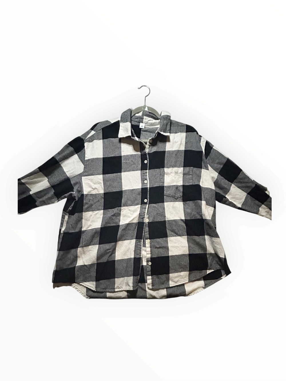 Old Navy Black and White Buffalo Plaid Button-Down Shirt